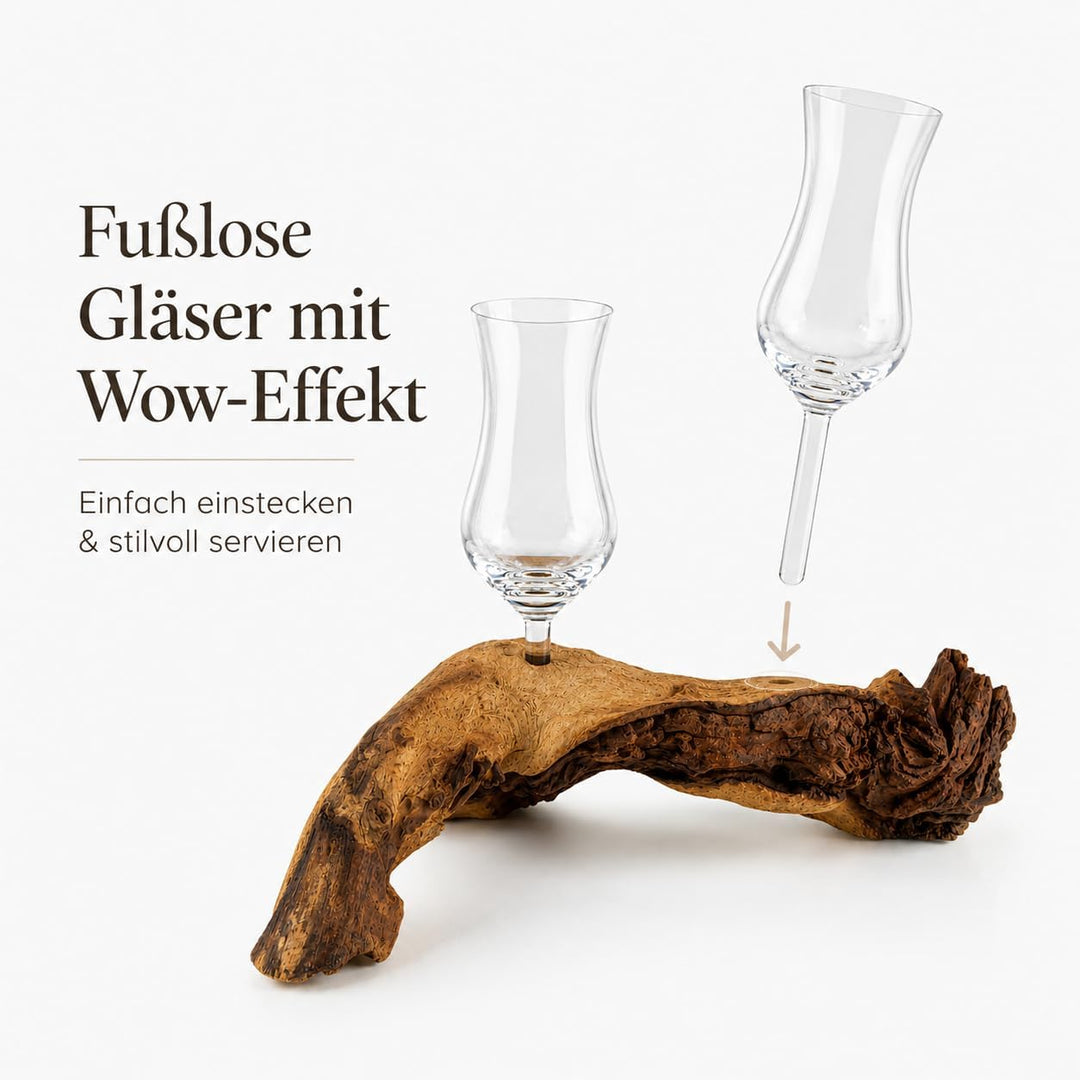 Deggelbam Schnapsgläser/Grappagläser/Grappawurzel edel auf Einer Wurzel aus echtem Holz. Jedes Stück