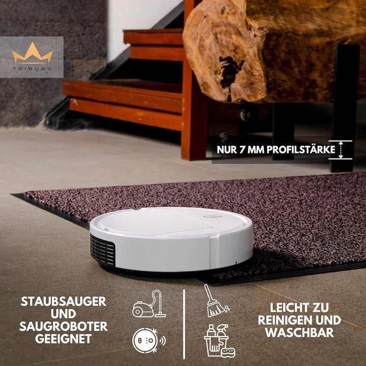 TRIBURG® Fussmatte 90x150 Braun Schwarz - Schmutzfangmatte 90 x 150 wetterfest, wasserfest, waschbar