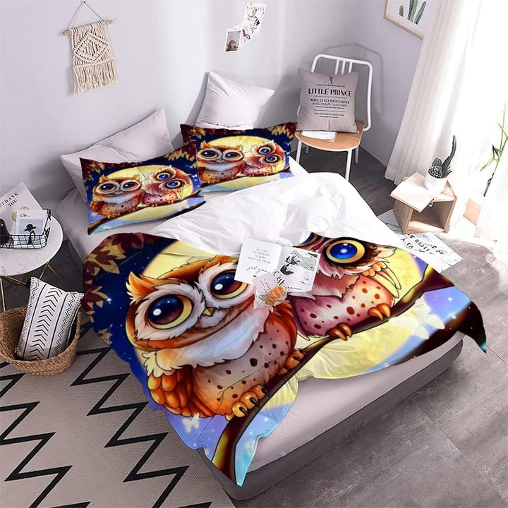 ALABOW Kawaii Eule Bettwäsche Set 135x200 cm 2teilig mit Reissverschluss Weiche und Angenehme Schlaf