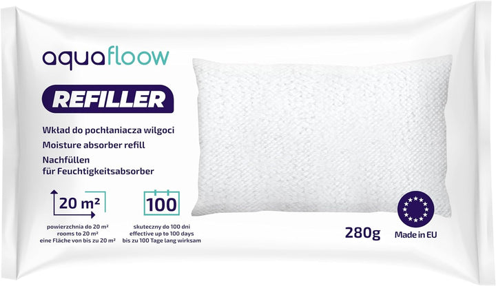 Aquafloow Luftentfeuchter Nachfüllbeutel, Granulat im 280g Nachfüll-Beute, Raum-Entfeuchter, Nachfül