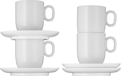 WMF Barista Tassen Set 4-teilig, zwei Kaffeetassen 170ml mit Untertassen für Cafè Crème, Cappuccino