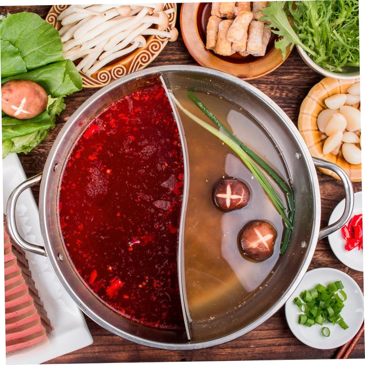 Ciieeo Edelstahl-Shabu-Shabu-Hot-Pot-Topf Mit Trennwand Chinesischer Doppelseitiger Topf Kochfeld Ko