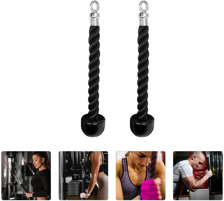 2 Stück Heavy Duty Single Grip Tricep Rope Fitness Zubehör Robustes Schwarzes Nylonseil mit Drehgele