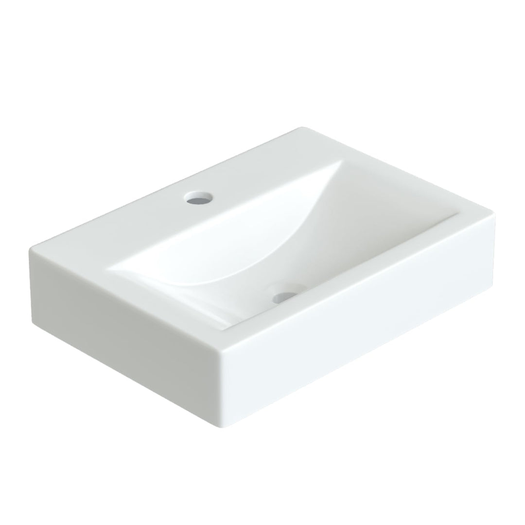 Waschbecken aus Keramik Eckig 45 x 33 cm Aufsatzwaschbecken für Waschtisch Unterschrank Waschplatz H