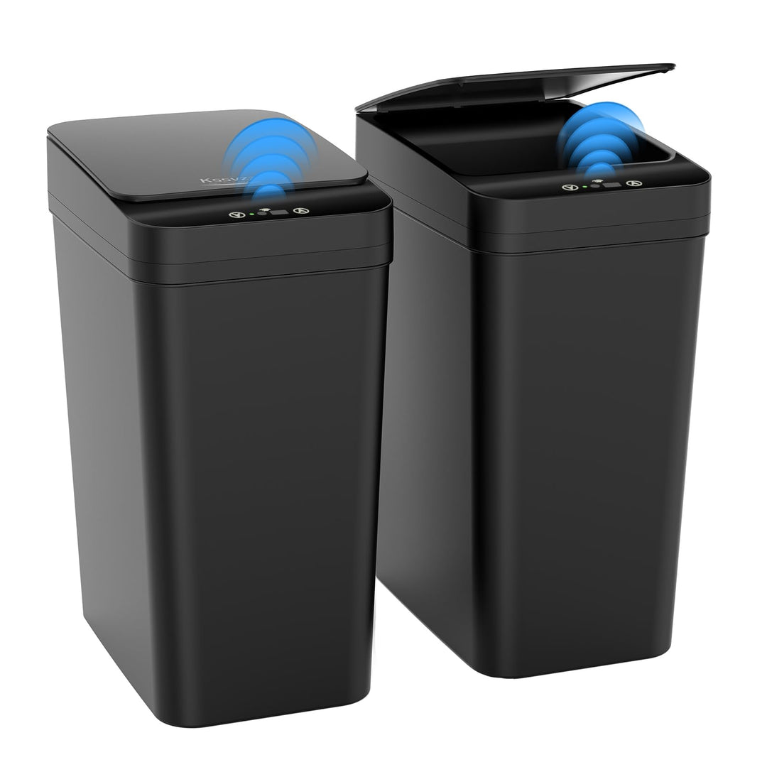 2er Set Mülleimer Bad mit Sensor, 10L Elektrischer Mülleimer mit Deckel, Automatischer Mülleimer für