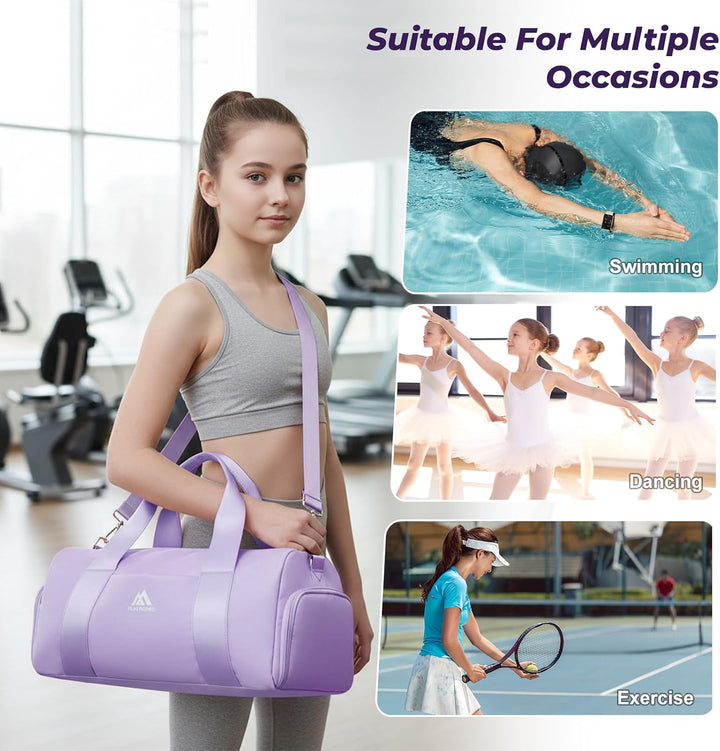 Flintronic Sporttasche Mädchen Damen Kleine, Schwimmtasche Kinder Jungen mit Schuhfach und Nassfach,