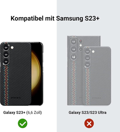 pitaka Magnetische Hülle für Samsung Galaxy S23 Plus Ultradünne Handyhülle aus 600D Aramidfaser Schu