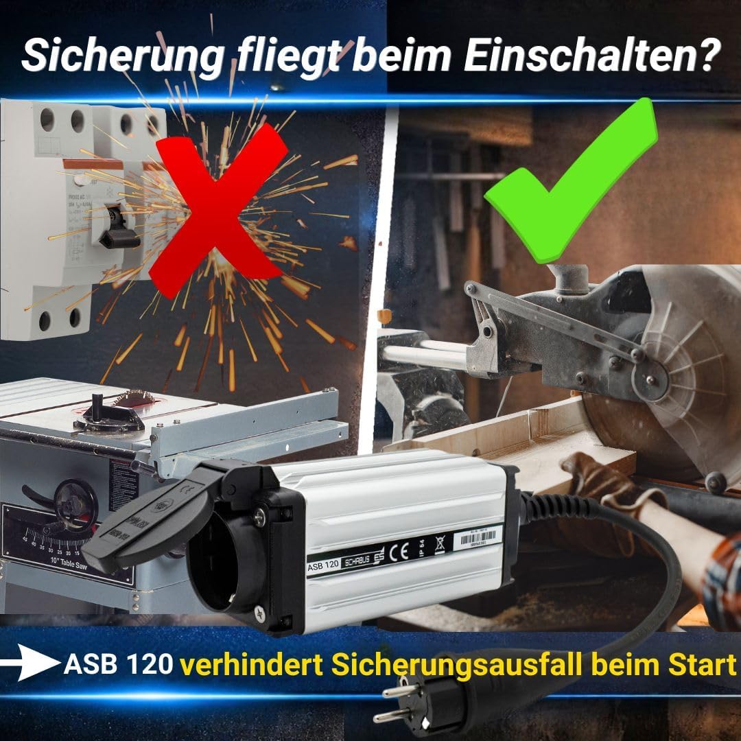 Schabus 300118 Anlaufstrombegrenzer ASB 120 Schwarz, Aluminium IP54