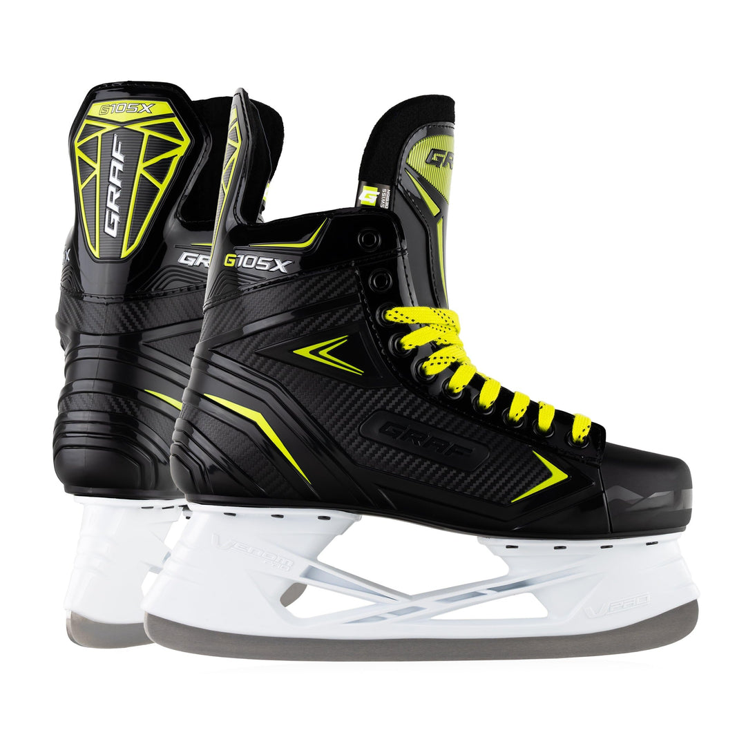 Graf Schlittschuhe G105X Schwarz Gelb Eishockey 47, 47