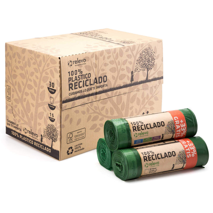 Relevo 480 Stück Müllbeutel 30L - 100% Recycelt Müllsäcke
