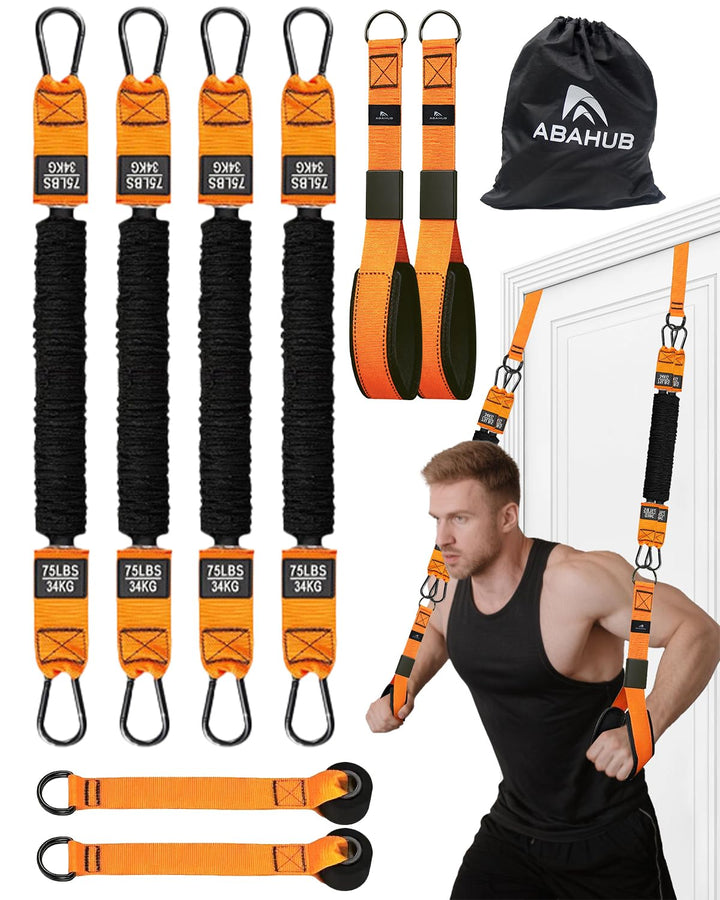 Abahub Trizeps Band Set mit Türanker Verstellbar Tricep Pull Down Fitnessband für Zuhause, Armtraini