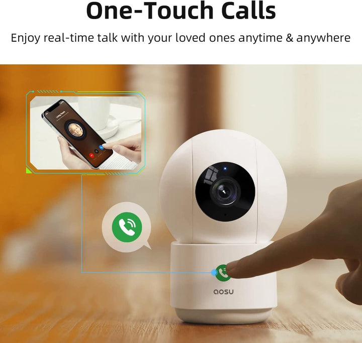 AOSU 4MP Überwachungskamera Innen WLAN Kamera, 360 ° Bewegungsverfolgung, Homekit Kamera mit 5G/2.4G