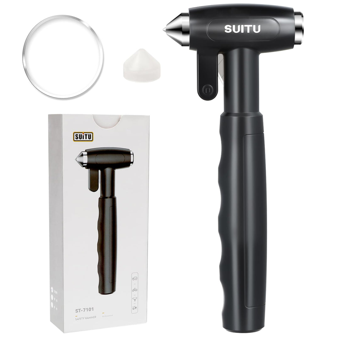 Longzhuo Gurtschneider Notfallhammer, 3 in 1 Notfallhammer Auto mit Gurtschneider, für Auto und Buss