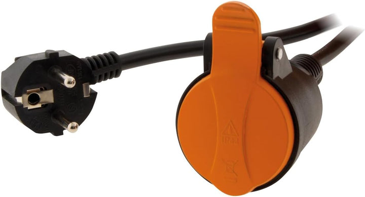 Zenitech - Wasserdichtes Verlängerungskabel 2P+E H07RN-F 3X 1,5mm² 5m mit orangefarbenem Befestigung