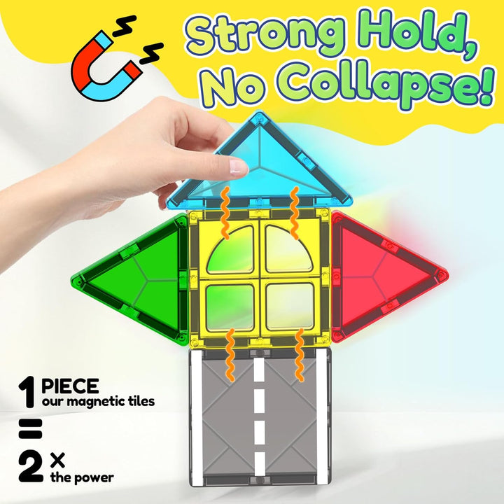 Oriate Stadt Magnetische Magnet Bausteine Spielzeug Set，Rollende Cars Kompatibel Mit Magnetbausteine