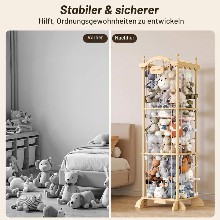 COSYLAND Stofftier-Aufbewahrungsturm - Stofftierhalter mit Gummiband für Spielzimmer Schlafzimmer Ki