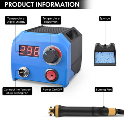 Trsaow Brandmalerei-Set aus Holz, Brandmalerei, LCD, 60 W (Temperatur einstellbar von 0 – 700 °C), S