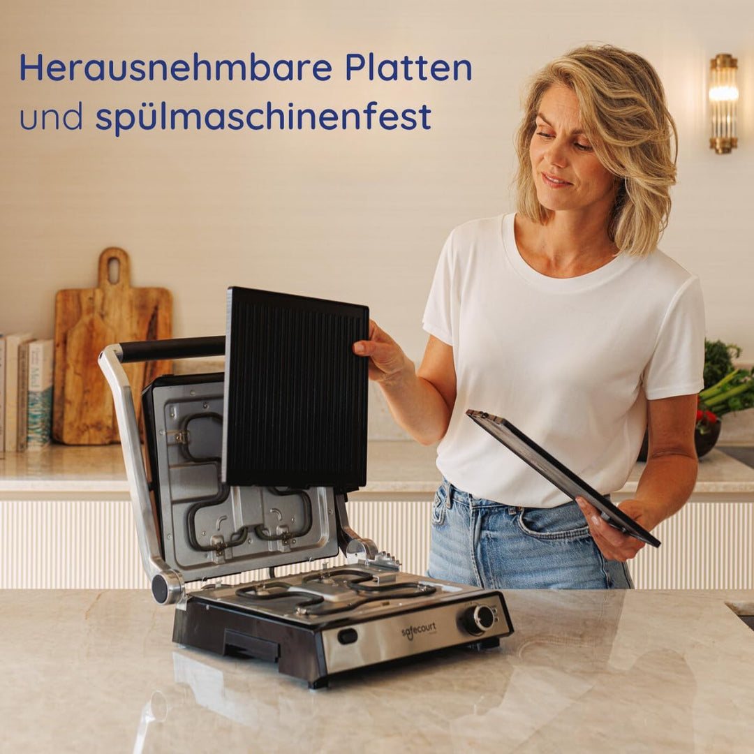 Safecourt Kitchen Sandwichgerät - Grillgerät - Wechselplatten ContactGrill - 3-in-1-180°C Grill