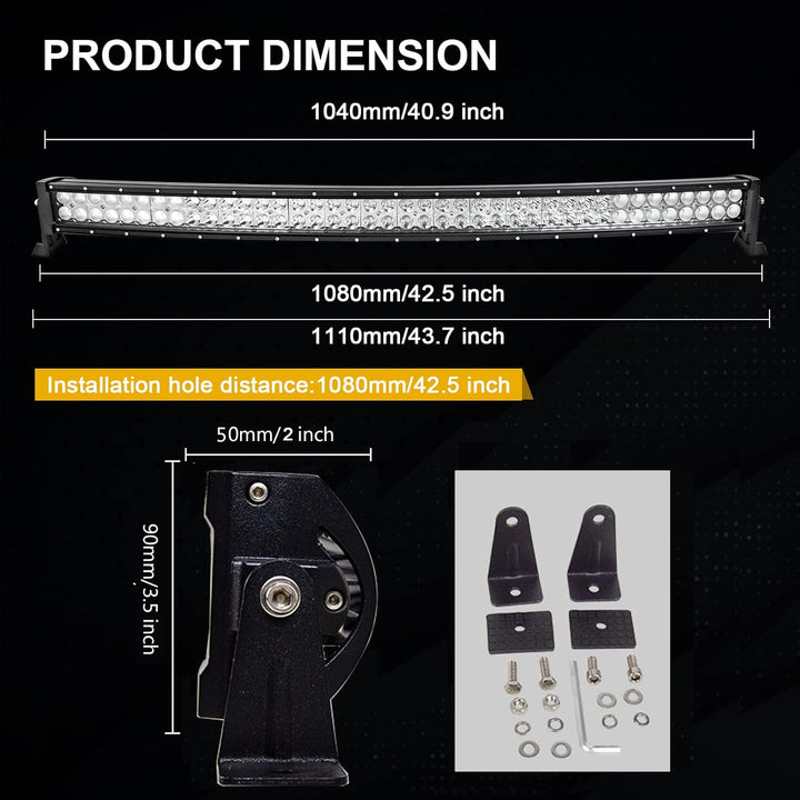 AUXTINGS LED Zusatzscheinwerfer Scheinwerfer 106 cm 240W LED Nebelscheinwerfer gebogen+ 10cm Spotlig