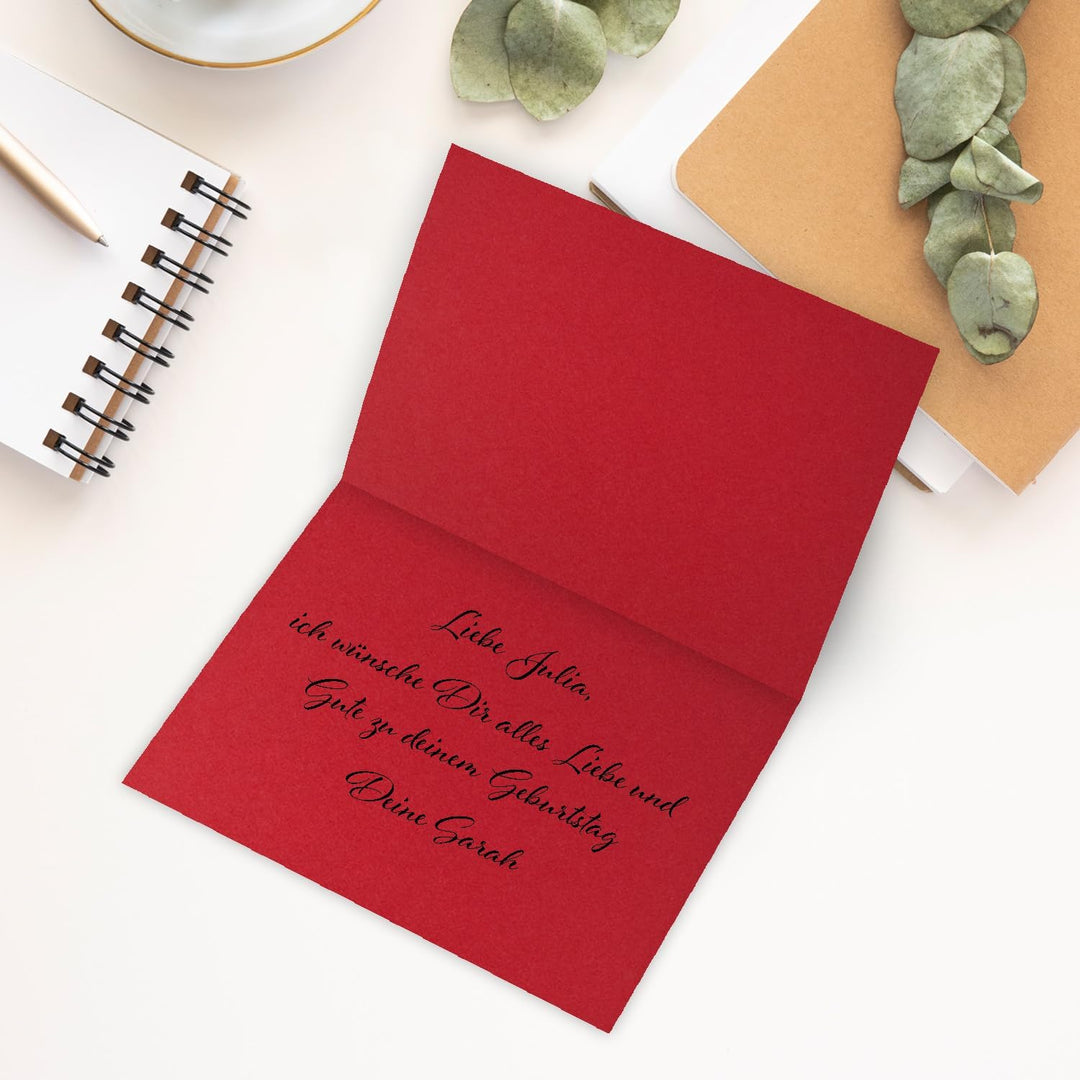 250 Faltkarten B6 - Rosen-Rot - PREMIUM QUALITÄT - 11,5 x 17 cm - sehr formstabil - für Drucker geei