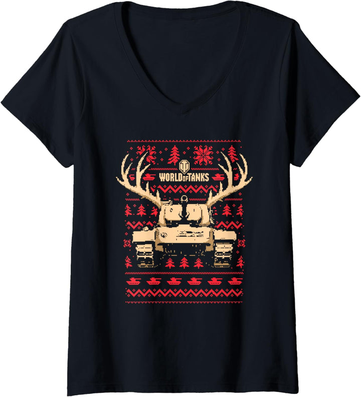 Hässlicher Pullover von World of Tanks T-Shirt mit V-Ausschnitt