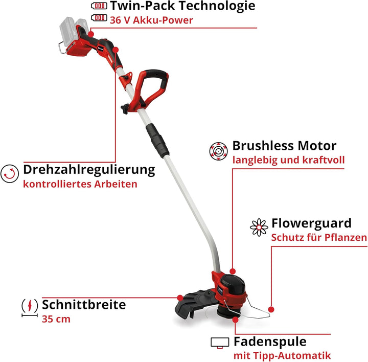 Einhell Professional Akku-Rasentrimmer GP-CT 36/35 Li BL-Solo Power X-Change (36 V, Fadenspule mit T