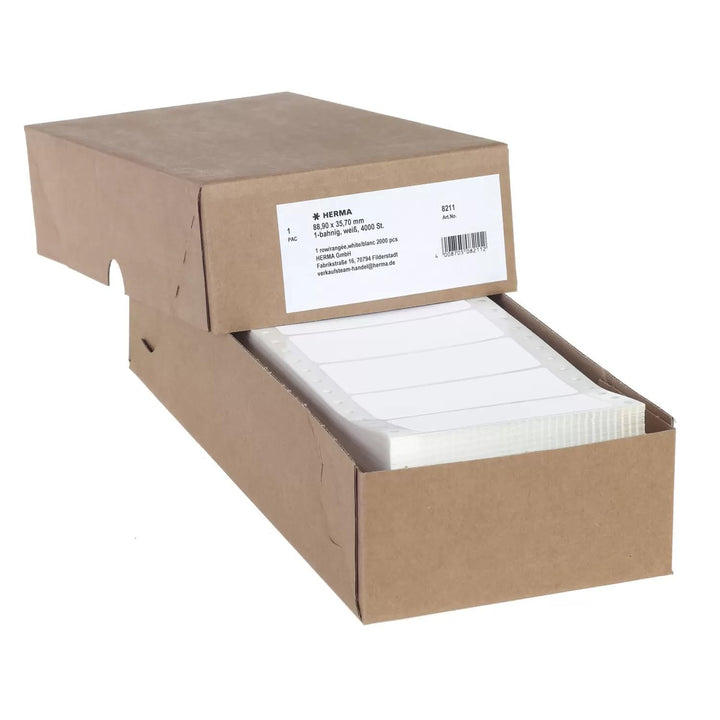 HERMA 8211 Computeretiketten endlos, 88,9 x 35,7 mm, 1-bahnig, 4000 Aufkleber, selbstklebend, Endlos
