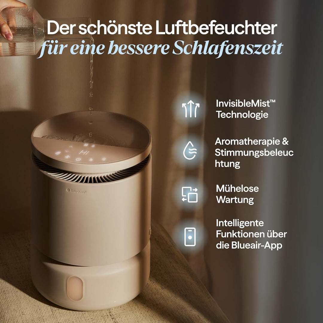 Blueair Raumluftbefeuchter DreamWell 48h Top-Fill Nebelfrei InvisibleMist Technologie – Aroma Stein