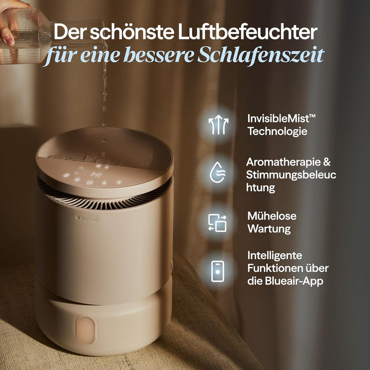 Blueair Raumluftbefeuchter DreamWell 48h Top-Fill Nebelfrei InvisibleMist Technologie – Aroma Stein