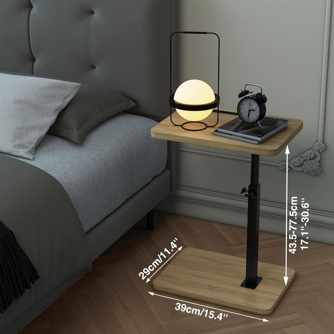 IBUYKE Beistelltisch C Form, 360° Rotierbarer und Höhenverstellbar Sofatisch, Couchtisch für schmale
