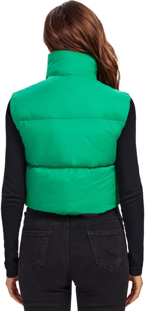 fuinloth Damen Weste Kurz Stehkragen Steppweste Warm Winter Crop Puffer Weste mit Reissverschluss Är