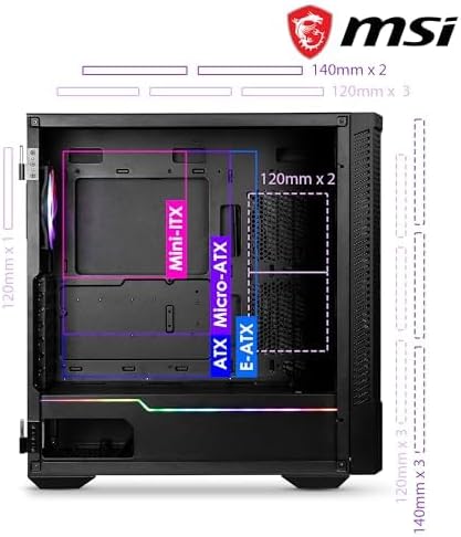 MSI MPG VELOX 100R Mid-Tower PC-Gehäuse, geeignet für E-ATX Mainboards, Front aus gehärtetem Glas, 4