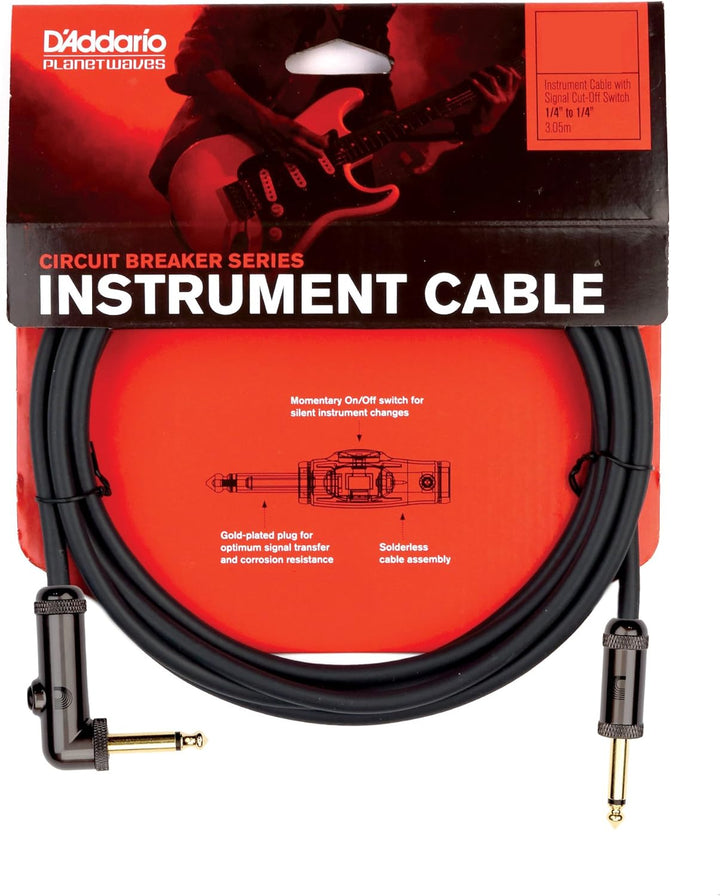 Planet Waves PW-AGRA-10 Custom Series Cables 3m (10 Fuss) schwarz 10 Fuss Momentaler rechter Winkel,