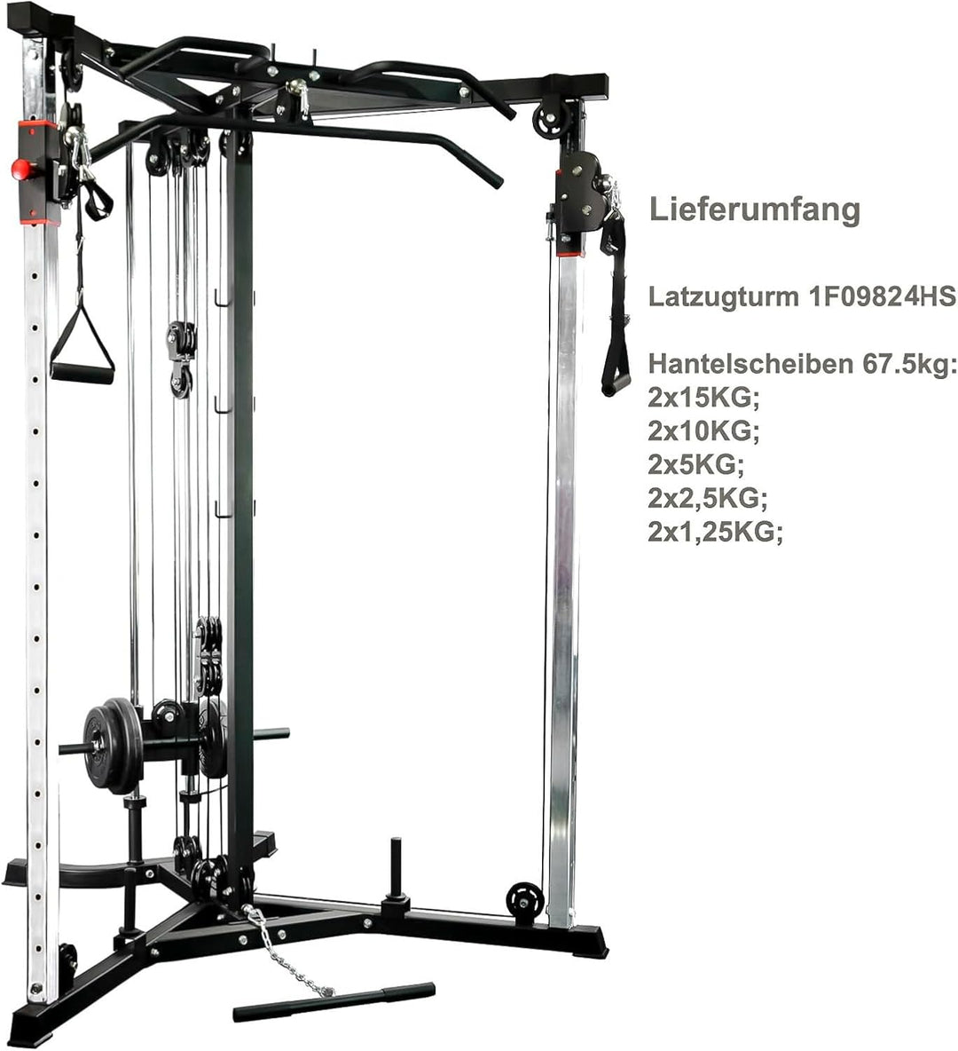 Hansson Sports® Kabelzug Trainer Latzugstation Kraftstation Cross Over mit Klimmzugstange, Bizeps- /