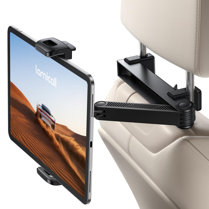 Lamicall Tablet Halterung Auto Kopfstütze - [2024 Sicherheitsschloss] Ausziehbar Tablethalterungen A