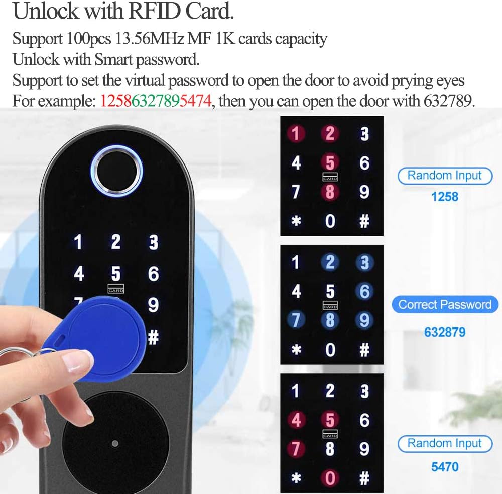 FTSTech Elektronisches Smart Lock Biometrischer Fingerabdruck Türschloss Virtuelles Passwort Wechat