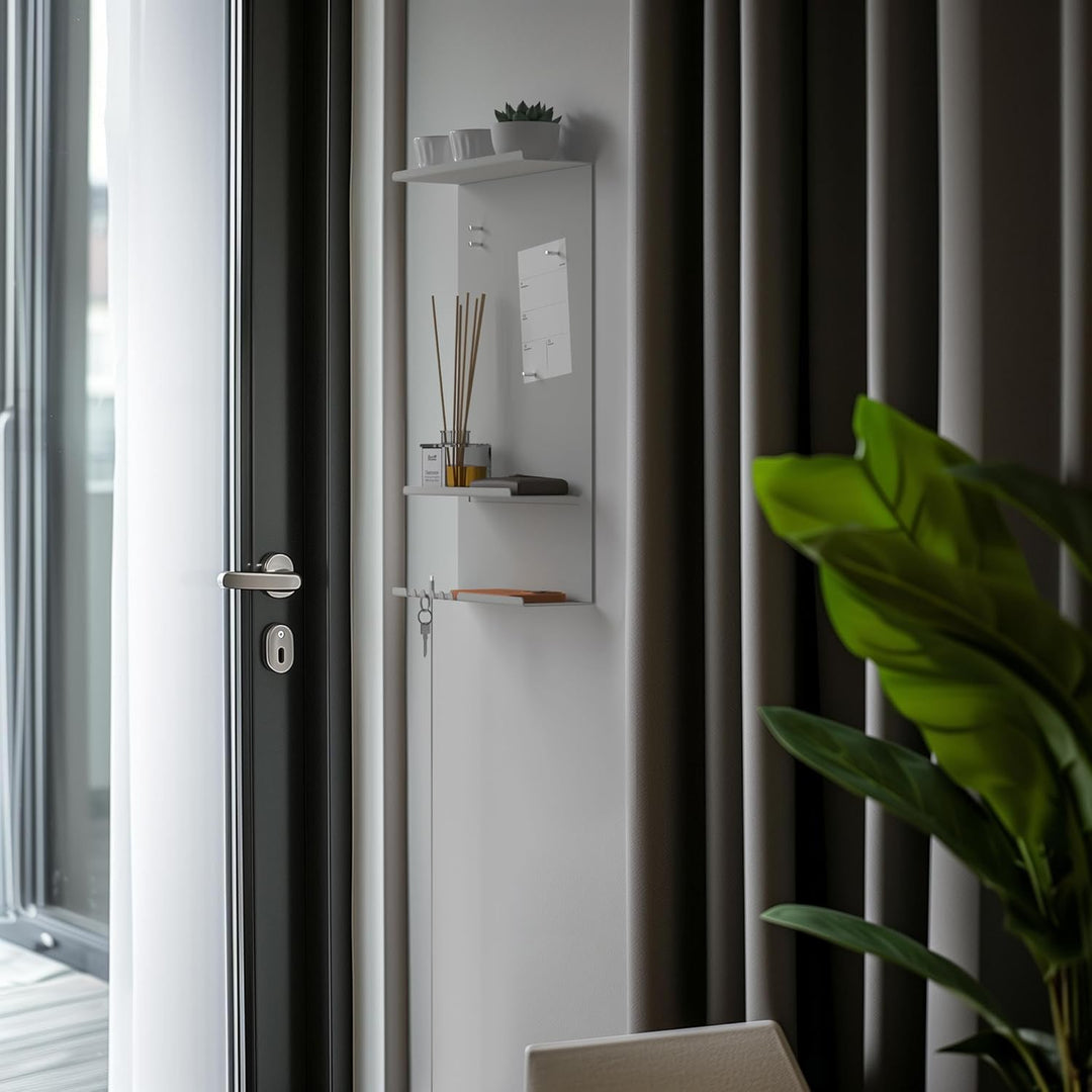 byde Wandorganizer Hele aus Stahlstruktur. 30 x 9 x 49 cm 3-in-1 Wandregal mit Magnettafel und Magne