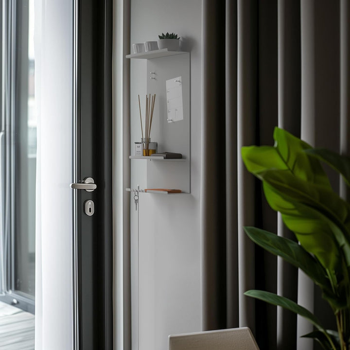 byde Wandorganizer Hele aus Stahlstruktur. 30 x 9 x 49 cm 3-in-1 Wandregal mit Magnettafel und Magne