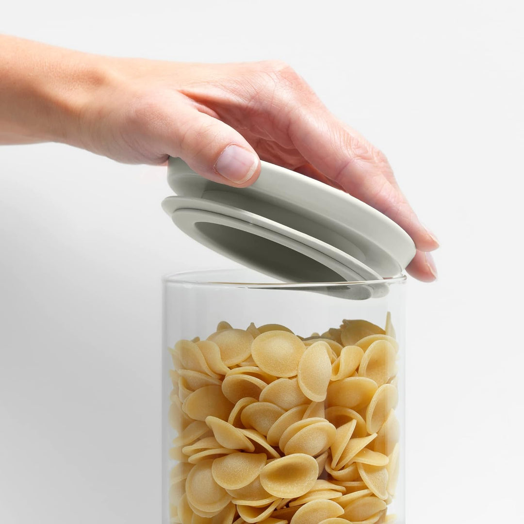 Brabantia - Stapelbarer Glasbehälter mit Deckel - 3er-Set - Lebensmittelaufbewahrung - Hält Länger F