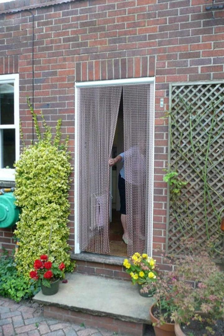 GENI Fliegengitter – 90 cm x 200 cm –Premium-Aluminium-Fliegengitter für Türen,, Aluminiumketten Tür
