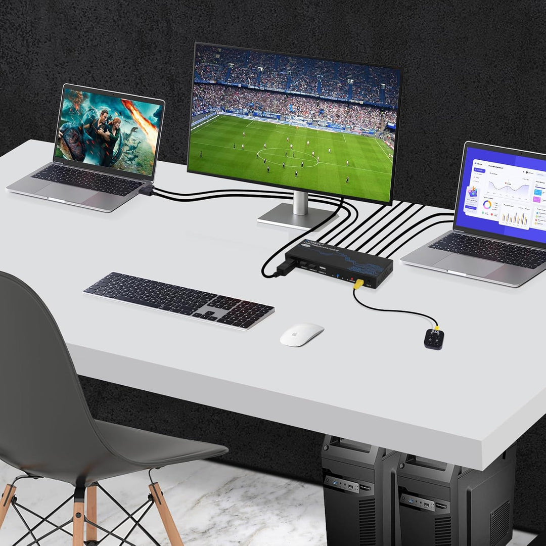 TCNEWCL DisplayPort KVM Switch 4 Port, 4K@60Hz DP und USB KVM Umschalter für 4 PCs Share 1 Monitor T