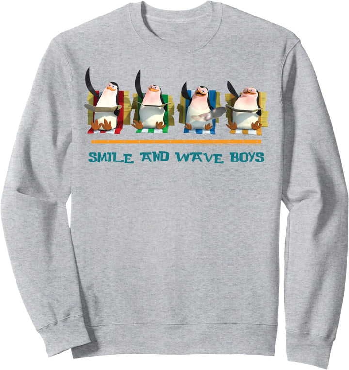 Madagascar Penguins Smile And Wave Text Poster Sweatshirt