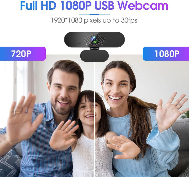Webcam mit Mikrofon, 1080P Web PC Kamera mit 120° Blickfeld, Belichtungskorrektur und Drehbarem Clip