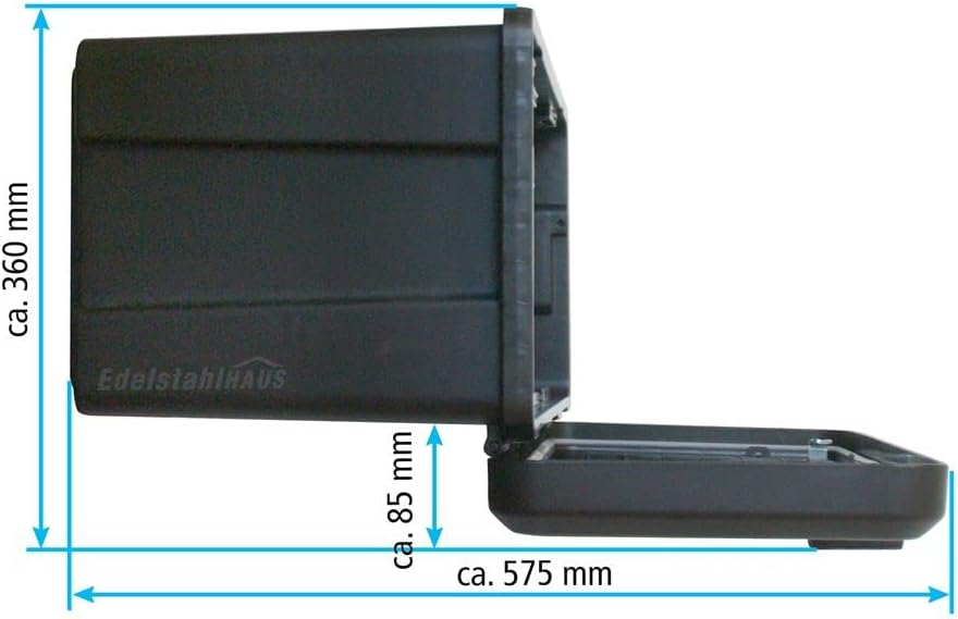Blackit L - 750 x 300 x 355 mm + Montagesatz VH401 Edelstahlhaus, Deichselbox mit 2 Schlösser, Werkz