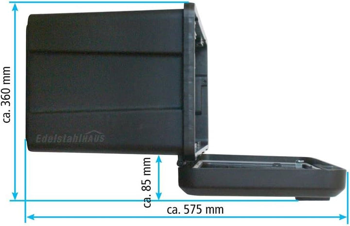 Blackit L - 750 x 300 x 355 mm + Montagesatz VH401 Edelstahlhaus, Deichselbox mit 2 Schlösser, Werkz