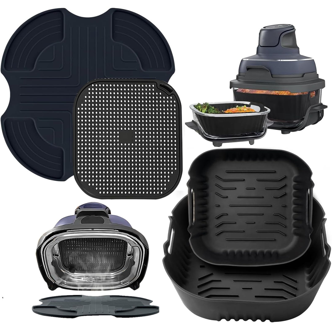 Airfryer Zubehör für Ninja CRISPi FN101EU Airfryer 2 Stück Silikonform+ Spritzschutz + Silikonmatten