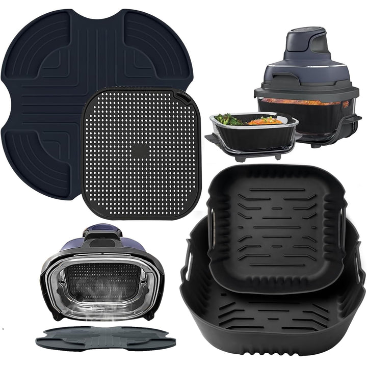 Airfryer Zubehör für Ninja CRISPi FN101EU Airfryer 2 Stück Silikonform+ Spritzschutz + Silikonmatten