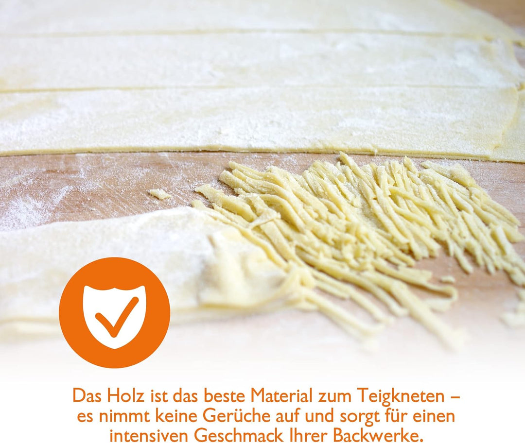 KADAX Holzbackbrett, robustes Backbrett für Pizza, Lebkuchen, Nudeln, Brettchen mit Anschlagleisten