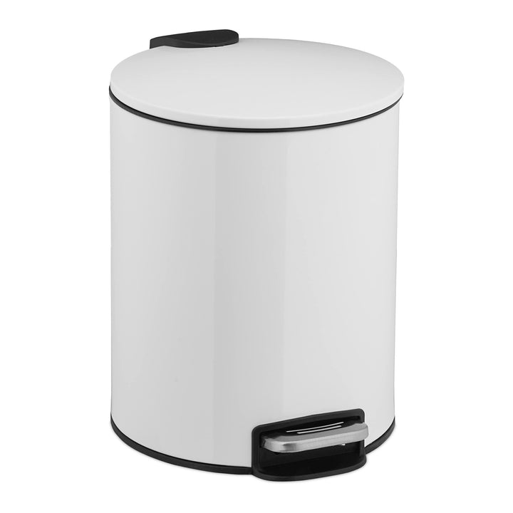 Relaxdays Kosmetikeimer, 5 Liter, Absenkautomatik, entnehmbarer Inneneimer, Bad Mülleimer, Metall, T