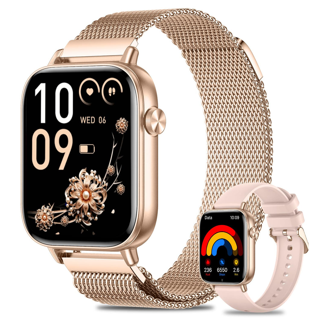 Smartwatch Damen, 1.83 Zoll HD-Display Smart Watch mit Telefonfunktion, 100+ Sportmodi Fitness Track